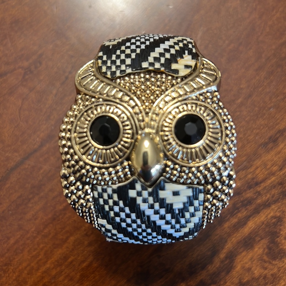 Owl woven cuff bangle bracelet natural raffia